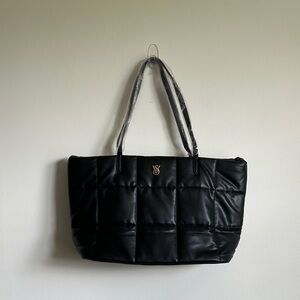 VS Faux Leather Quilted Tote Bag